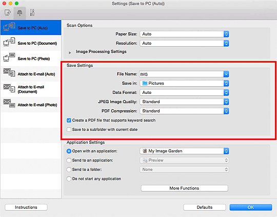 figure: Settings dialog